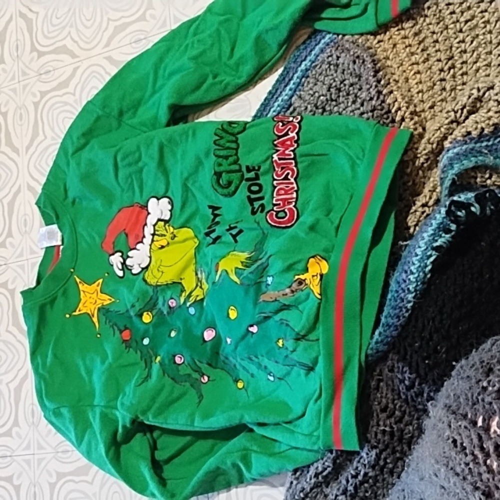 The Grinch Green Sweater Sweatshirt S/P Christmas Long Sleeve Holiday Happiness